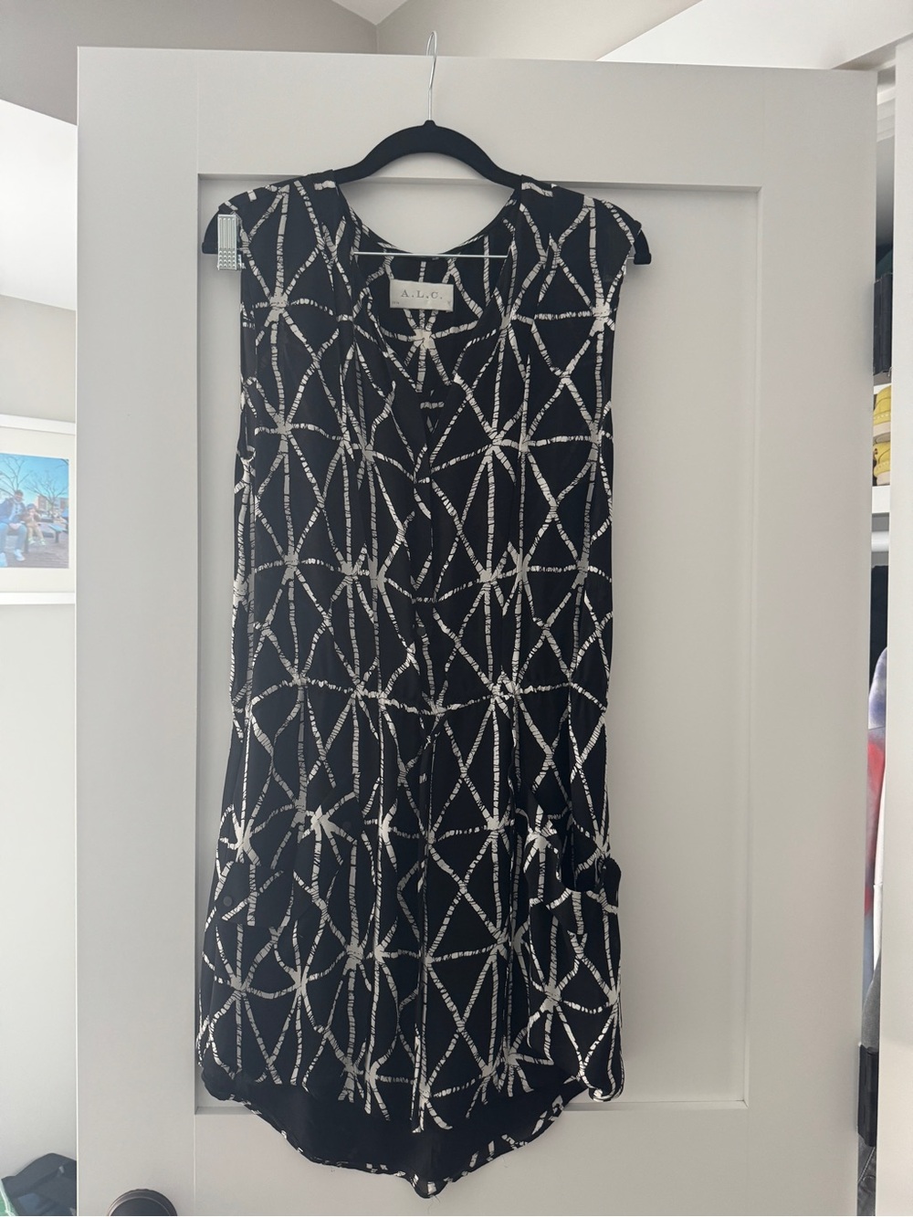 A.L.C. Black and White Printed Mini Dress